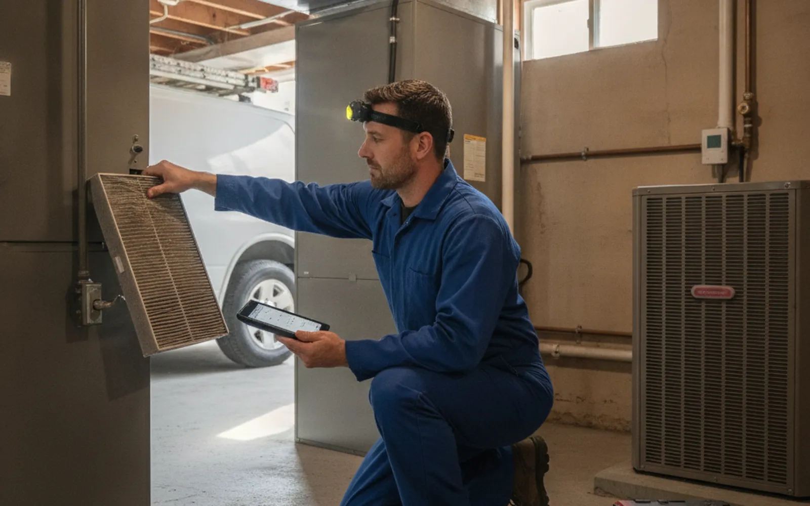 HVAC filter and seasonal maintenance check